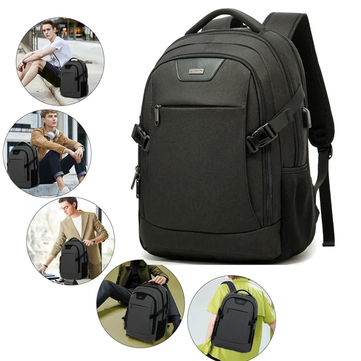 18" Travel Backpack, Business anti Theft Slim Durable Laptop Backpack with USB Charging Port, Water Resistant Bookbag, Backpack for Men & Women Fits 16.5 Inch Notebook, Dark Gray