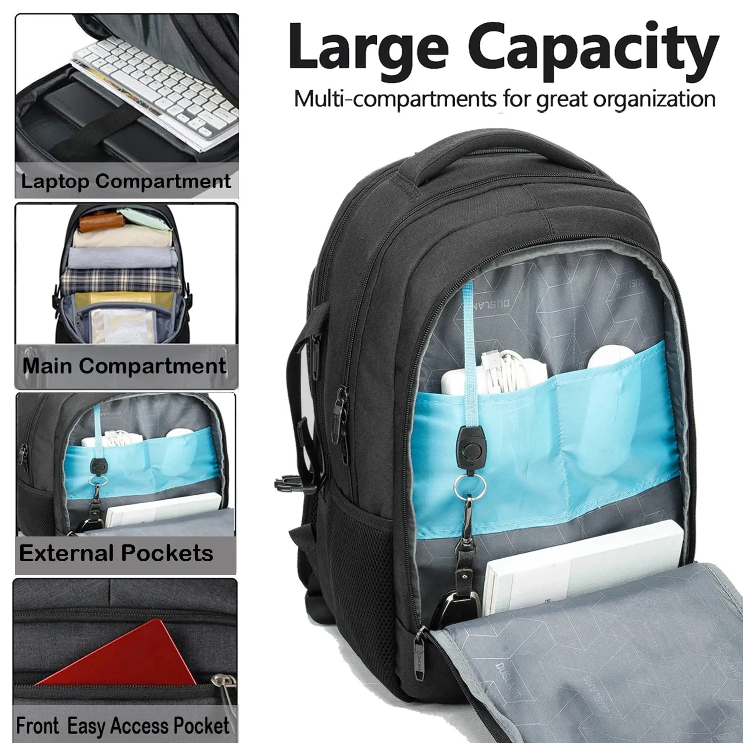 18" Travel Backpack, Business anti Theft Slim Durable Laptop Backpack with USB Charging Port, Water Resistant Bookbag, Backpack for Men & Women Fits 16.5 Inch Notebook, Dark Gray