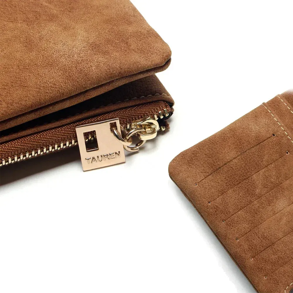 2023 New Fashion Women Wallets Drawstring Nubuck Leather Zipper  Long Design Purse Two Fold More Color Clutch Hot Card Pack