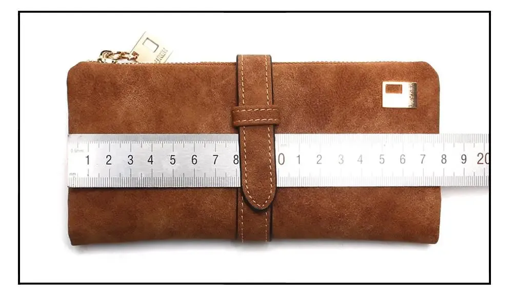 2023 New Fashion Women Wallets Drawstring Nubuck Leather Zipper  Long Design Purse Two Fold More Color Clutch Hot Card Pack
