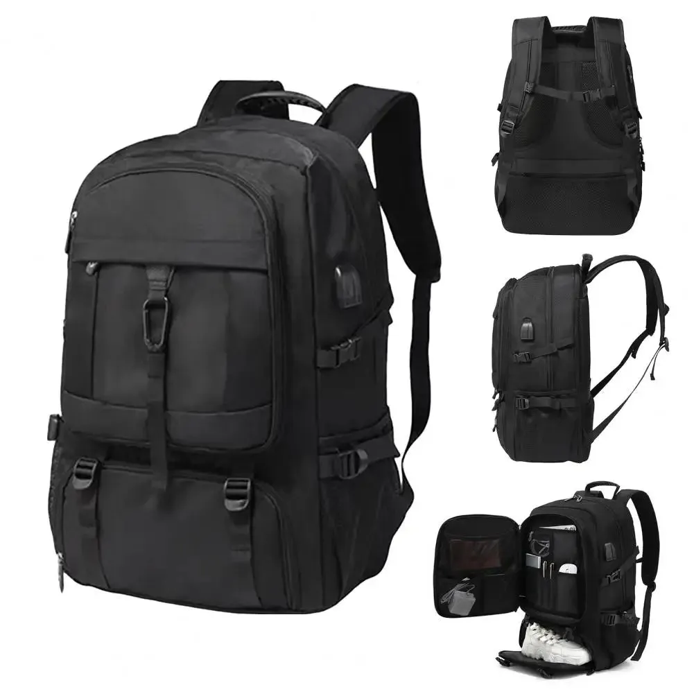 50/80L Men's USB Charging Port Laptop Bag School Bags For Boys Male Motorcycle Waterproof Business Sports Travel Backpack Men