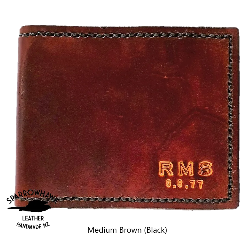 Anniversary Wallet - Hand Dyed- Hand Embossed Initials & Date