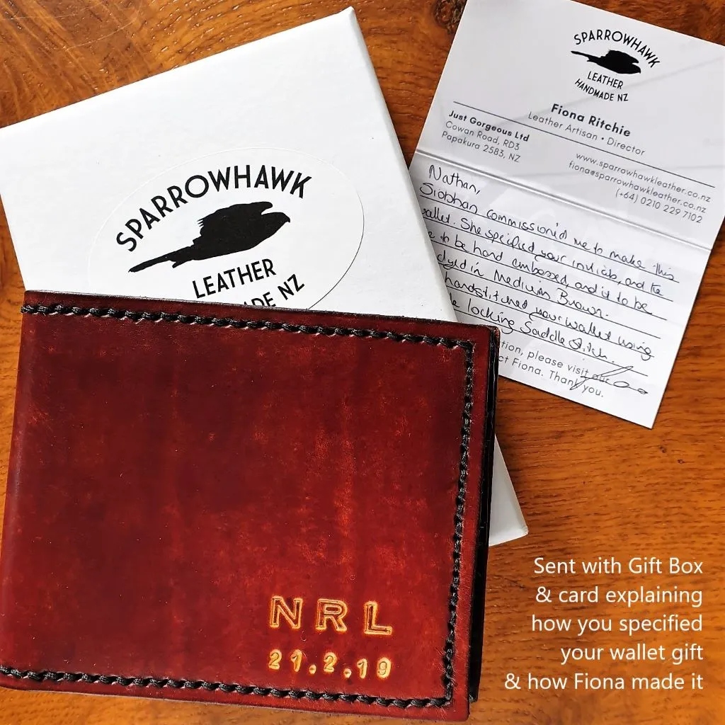 Anniversary Wallet - Hand Dyed- Hand Embossed Initials & Date