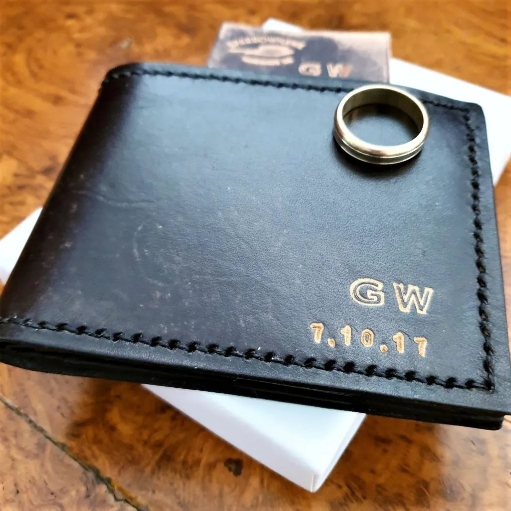 Anniversary Wallet - Hand Dyed- Hand Embossed Initials & Date