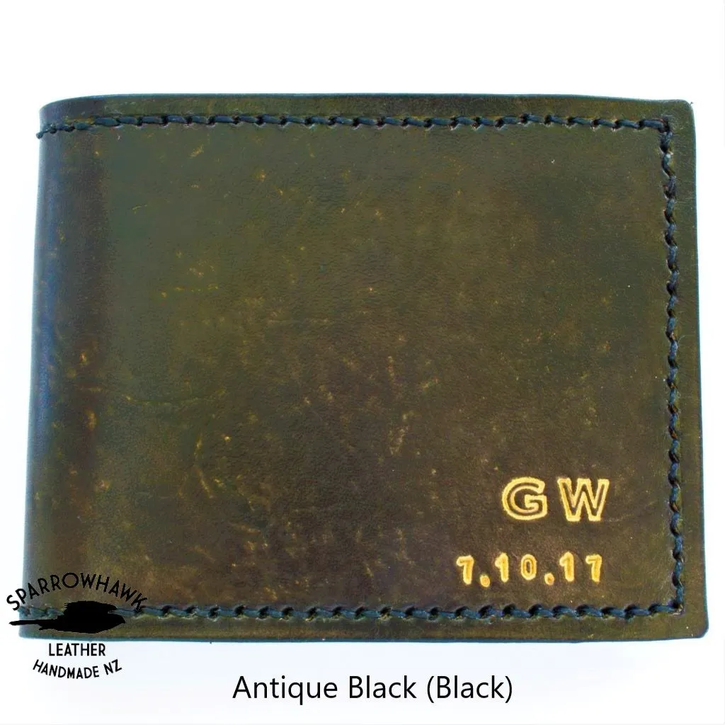 Anniversary Wallet - Hand Dyed- Hand Embossed Initials & Date