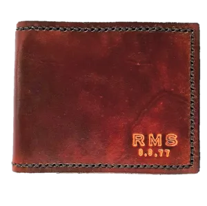 Anniversary Wallet - Hand Dyed- Hand Embossed Initials & Date