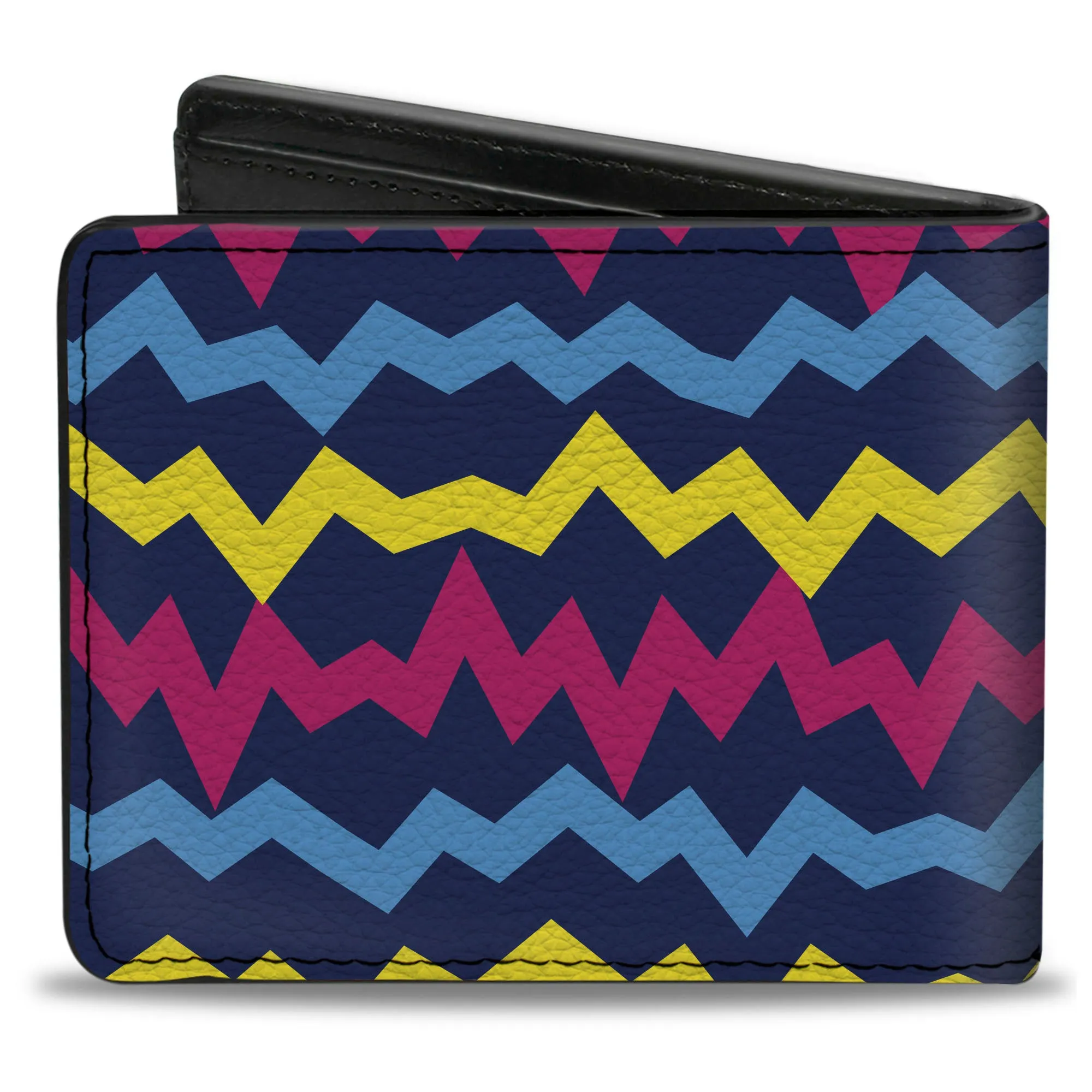 Bi-Fold Wallet - Scribble Zig Zag Stripe Navy/Multi Color