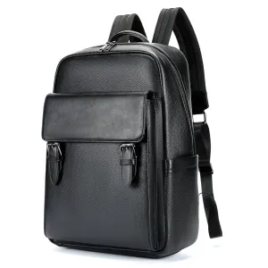 Black Men's Leather 15.6 inch Laptop Backpack Travel Bag for Men's Business & School