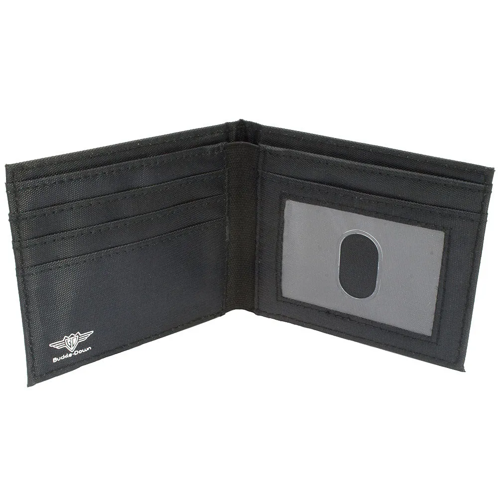 Canvas Bi-Fold Wallet - Scribble Zig Zag Stripe Navy/Multi Color
