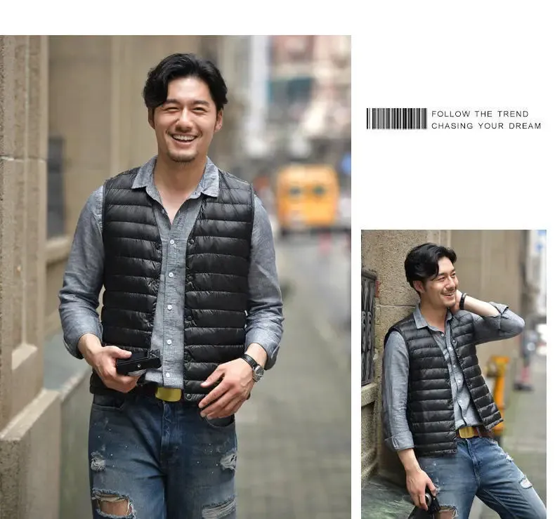 Clark & Co. Men's Down Vest – Lightweight Windproof Duck Down Puffer Jacket for Autumn & Winter (0-10℃ Rated)
