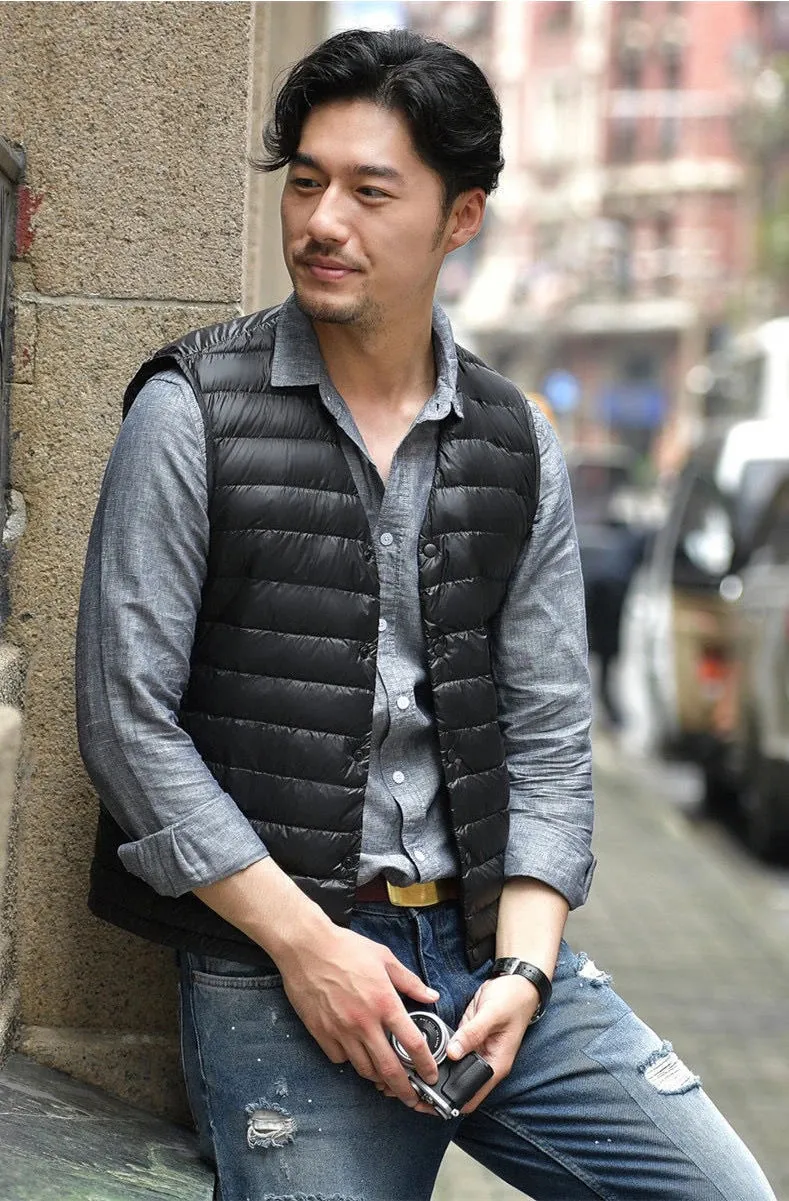 Clark & Co. Men's Down Vest – Lightweight Windproof Duck Down Puffer Jacket for Autumn & Winter (0-10℃ Rated)