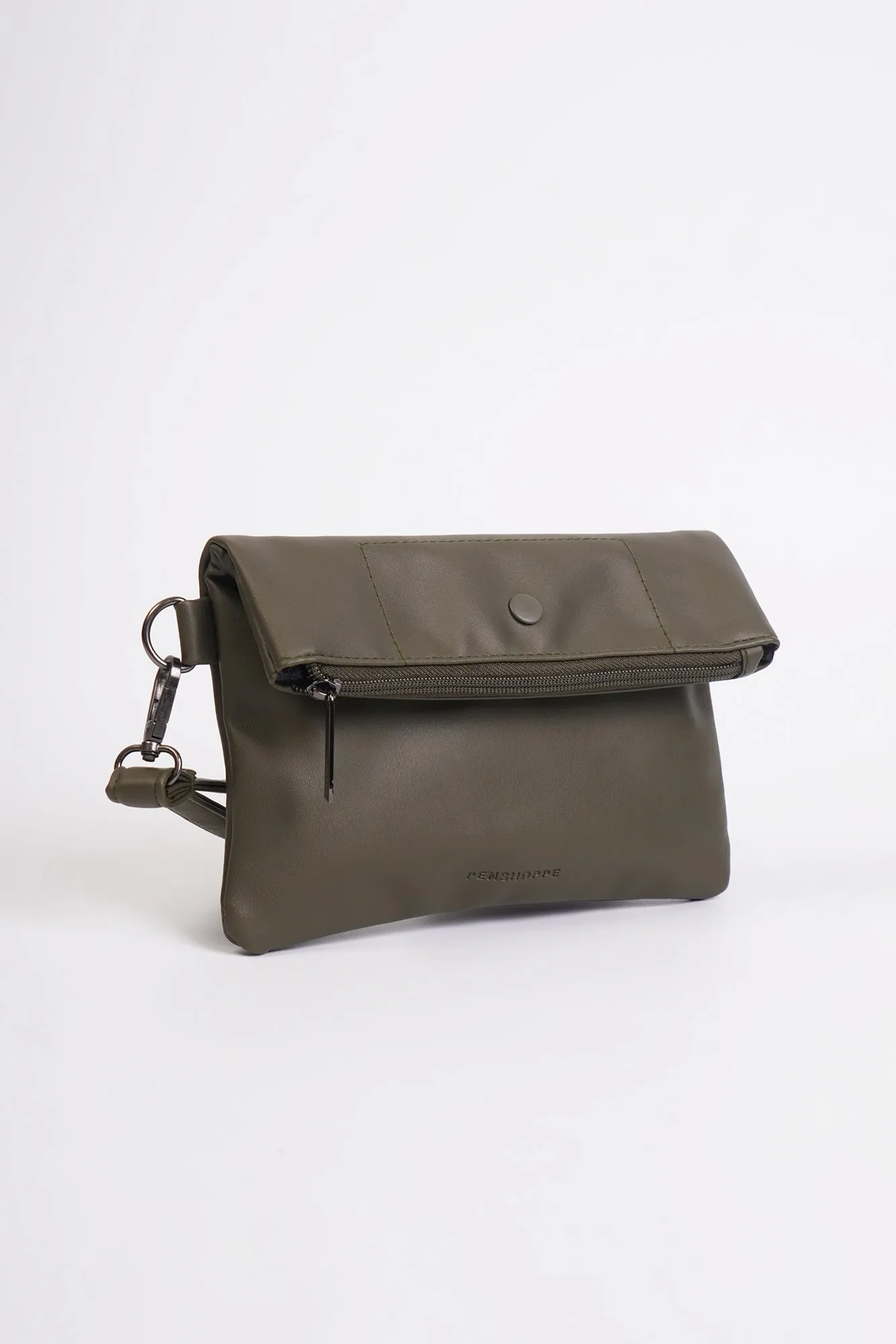 Clutch Bag with Self-Fabric Wristlet and Debossed Branding