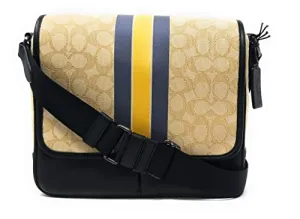 Coach Men's Thompson Small Map Bag In Signature Jacquard With Stripe (Gunmetal/Light Khaki Bright Marigold)
