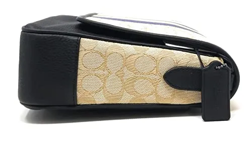 Coach Men's Thompson Small Map Bag In Signature Jacquard With Stripe (Gunmetal/Light Khaki Bright Marigold)