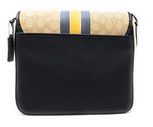 Coach Men's Thompson Small Map Bag In Signature Jacquard With Stripe (Gunmetal/Light Khaki Bright Marigold)