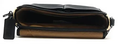 Coach Men's Thompson Small Map Bag In Signature Jacquard With Stripe (Gunmetal/Light Khaki Bright Marigold)