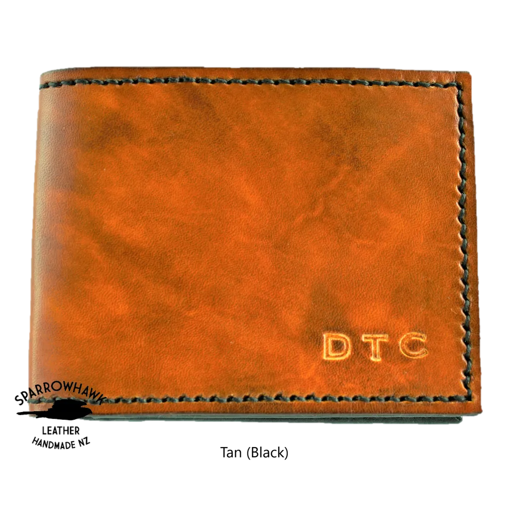 Currency & Coin Billfold Wallet - Hand Dyed (choose from 7 colours) - Hand Embossed Initials