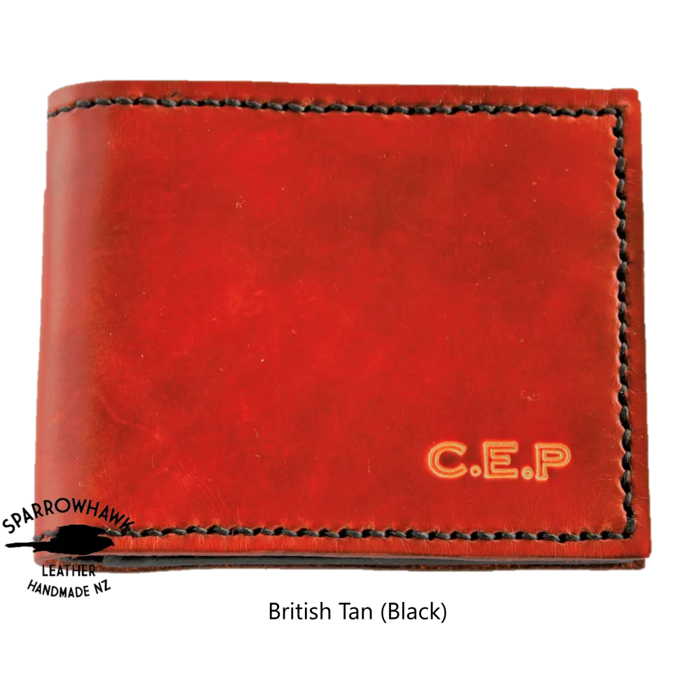 Currency & Coin Billfold Wallet - Hand Dyed (choose from 7 colours) - Hand Embossed Initials