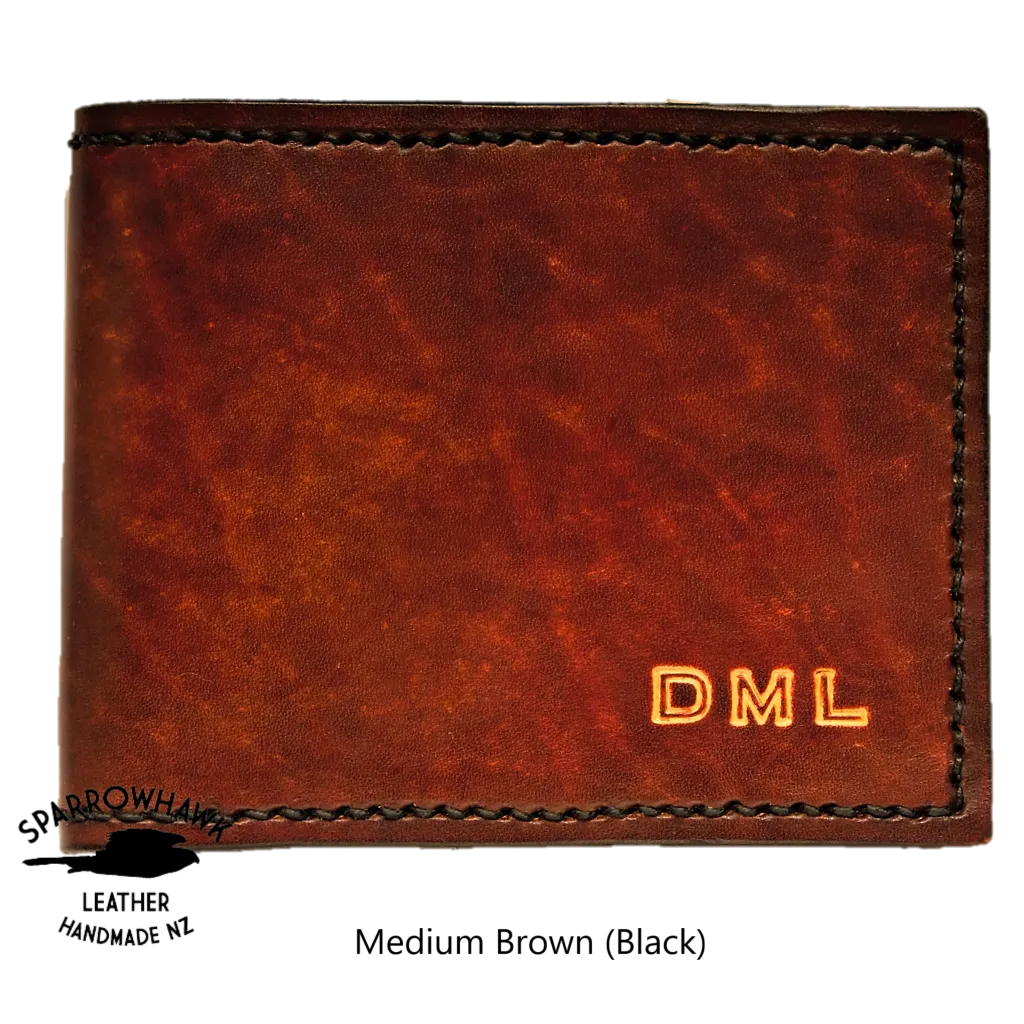 Currency & Coin Billfold Wallet - Hand Dyed (choose from 7 colours) - Hand Embossed Initials