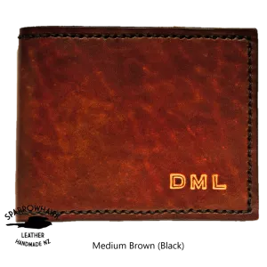 Currency & Coin Billfold Wallet - Hand Dyed (choose from 7 colours) - Hand Embossed Initials