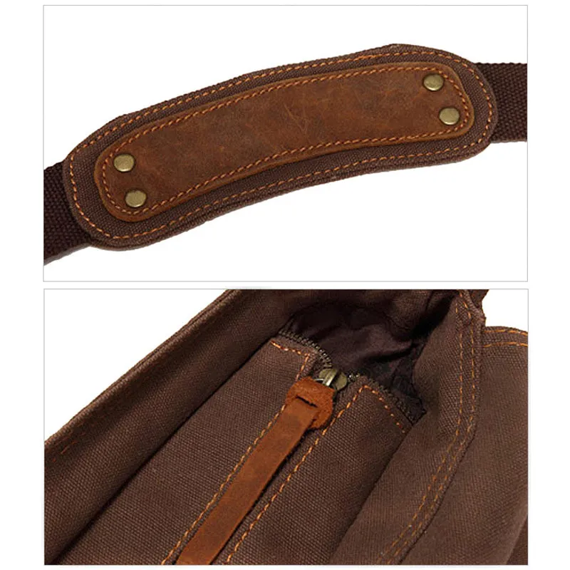 FASHION VINTAGE LEATHER CANVAS MEN'S MESSENGER BAG