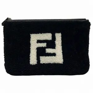 FENDI 7N0078 Black Boa Bag Clutch Second Pouch Men's Women's