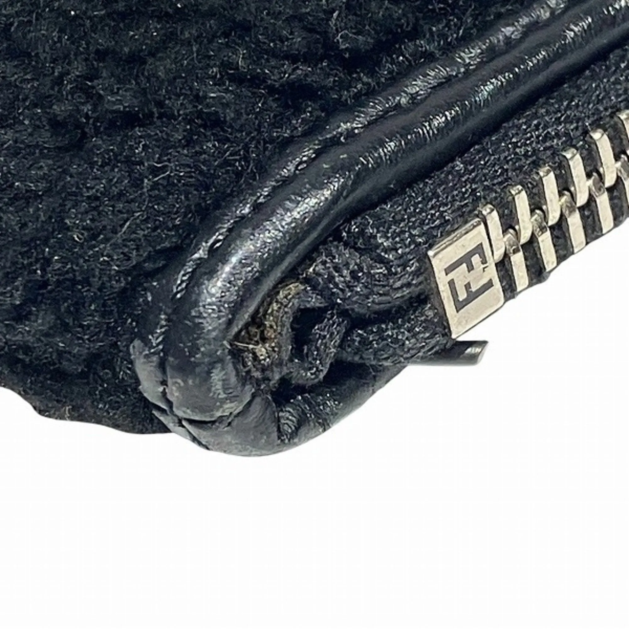 FENDI 7N0078 Black Boa Bag Clutch Second Pouch Men's Women's