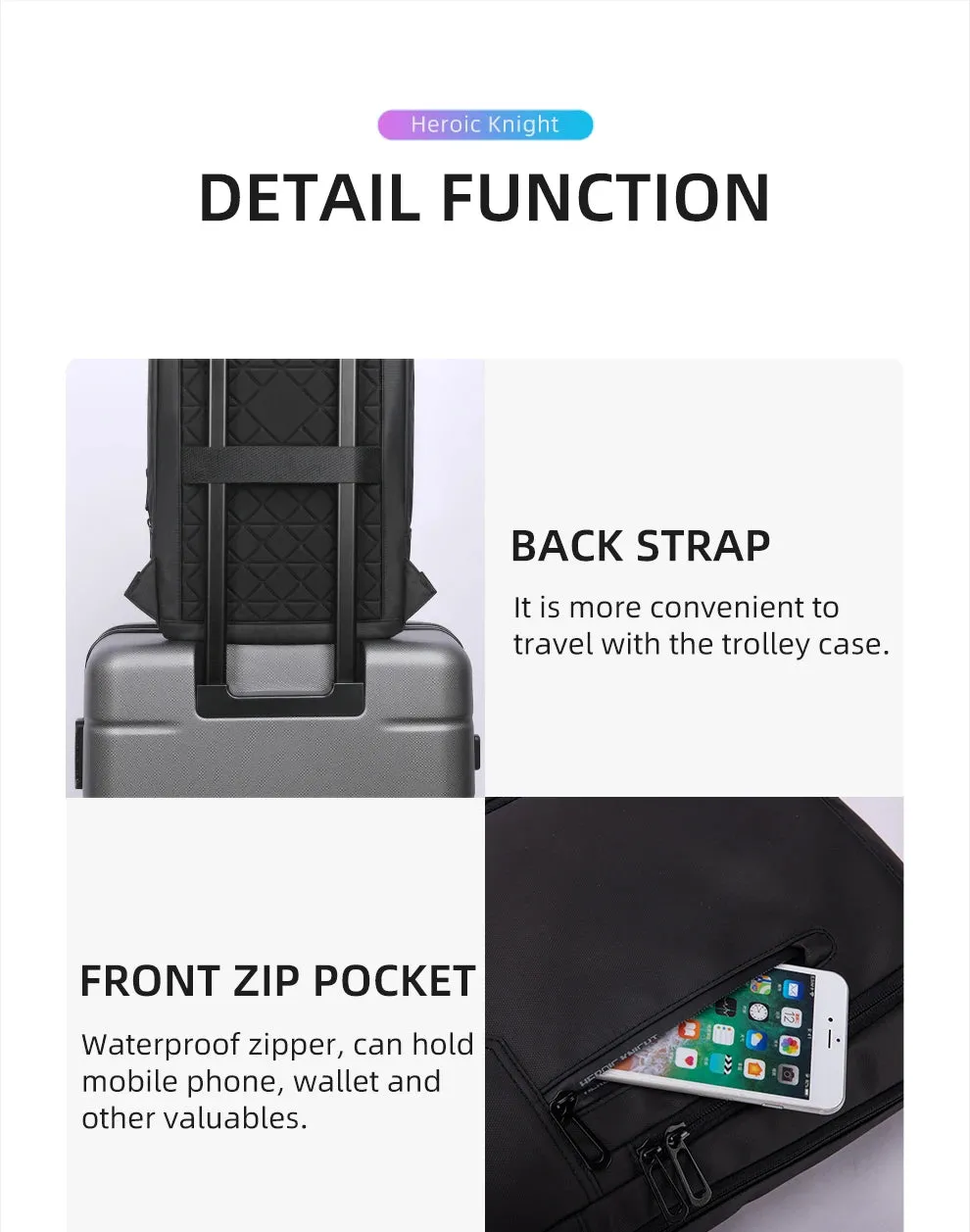 HcanKcan Business Backpack Men's 14 Inch Laptop BackPack Multifunction Waterproof light weight Bag Casual Backpacks For women