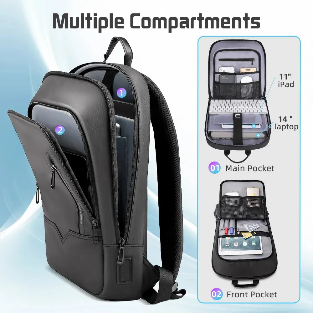 HcanKcan Business Backpack Men's 14 Inch Laptop BackPack Multifunction Waterproof light weight Bag Casual Backpacks For women