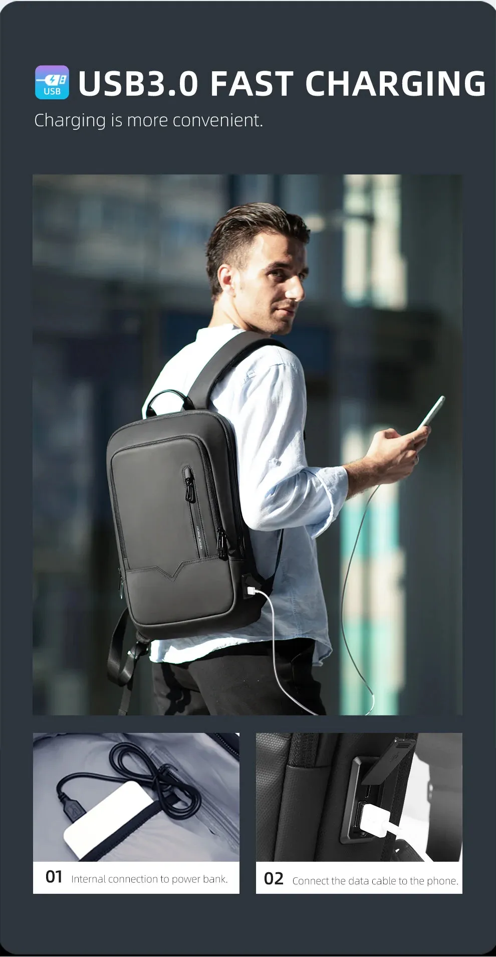 HcanKcan Business Backpack Men's 14 Inch Laptop BackPack Multifunction Waterproof light weight Bag Casual Backpacks For women