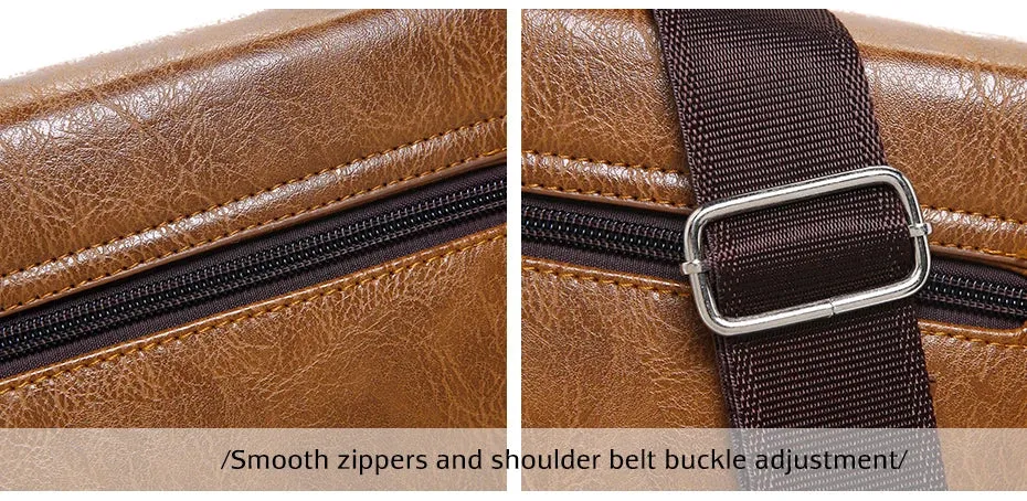 JEEP Vintage Men's Leather Crossbody Bag and Long Wallet Business Crossbody Casual Bags Famous Brand