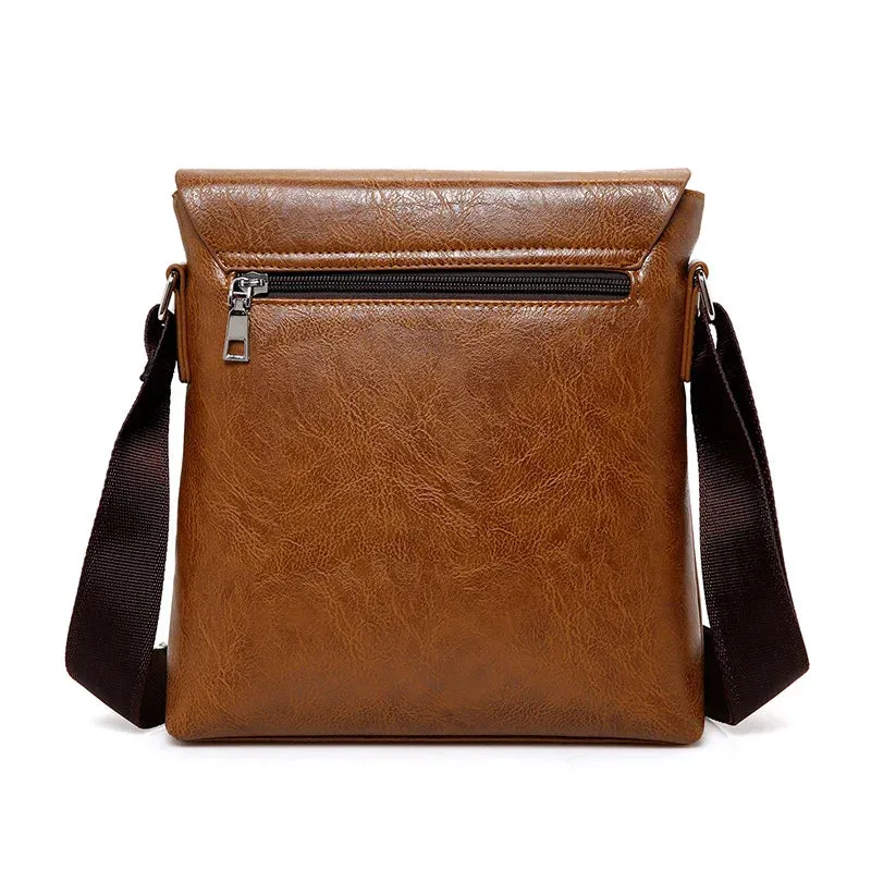 JEEP Vintage Men's Leather Crossbody Bag and Long Wallet Business Crossbody Casual Bags Famous Brand