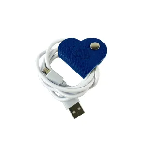 Kaili Heart leather cable winder Blue