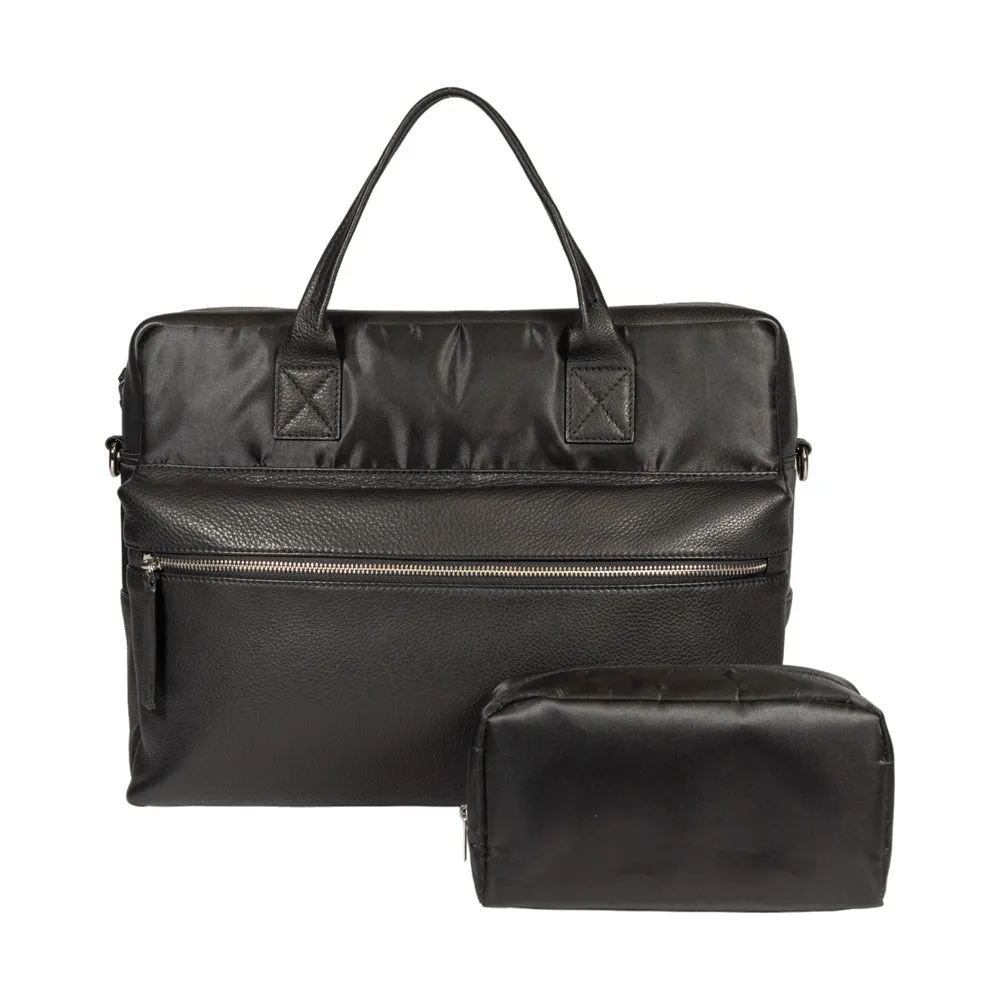 Kaili Leather and Nylon Briefcase Black