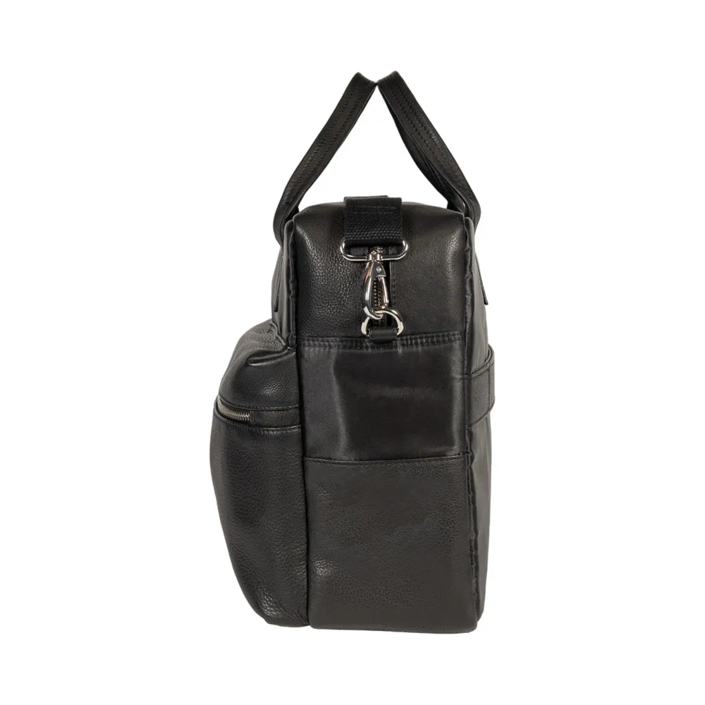 Kaili Leather and Nylon Briefcase Black