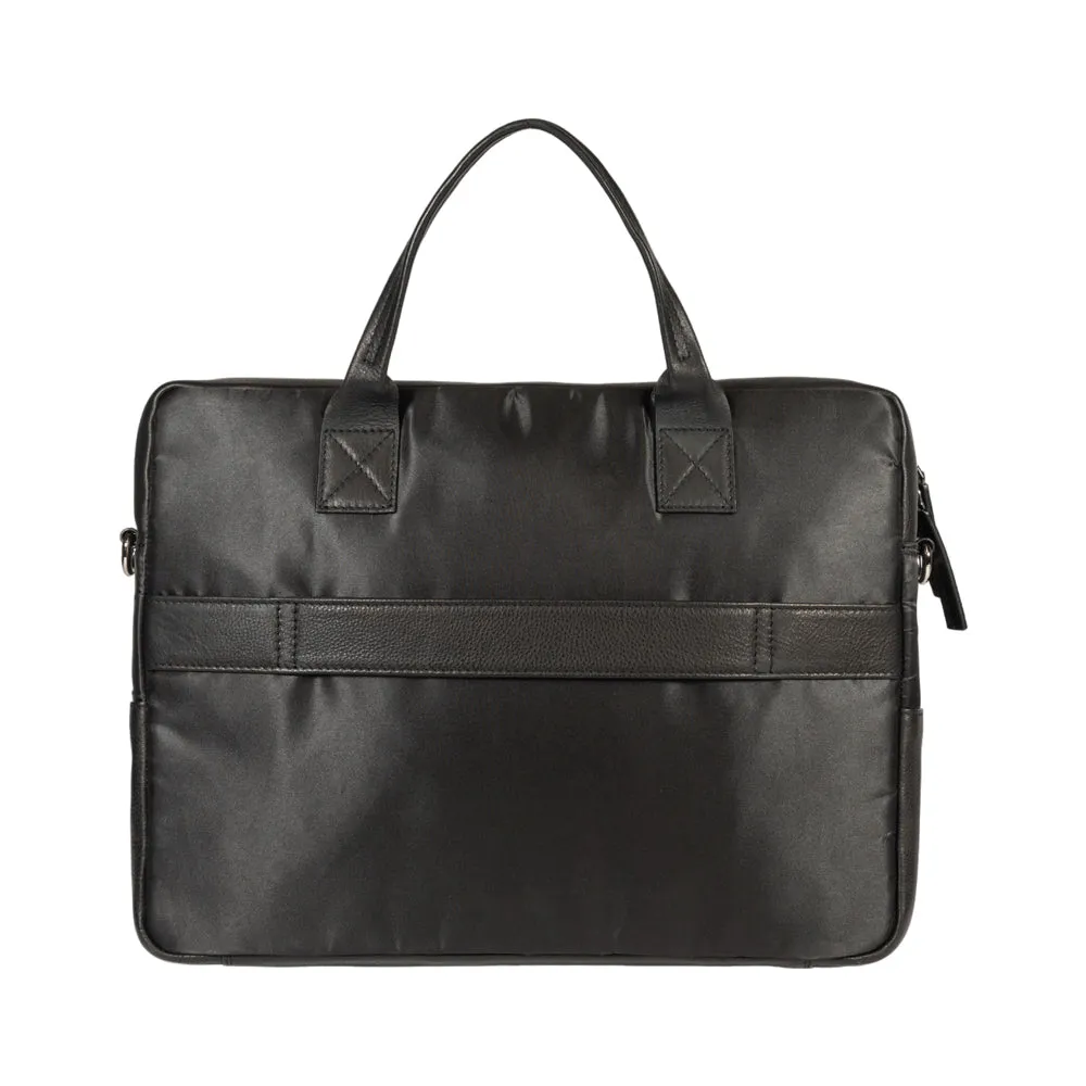 Kaili Leather and Nylon Briefcase Black