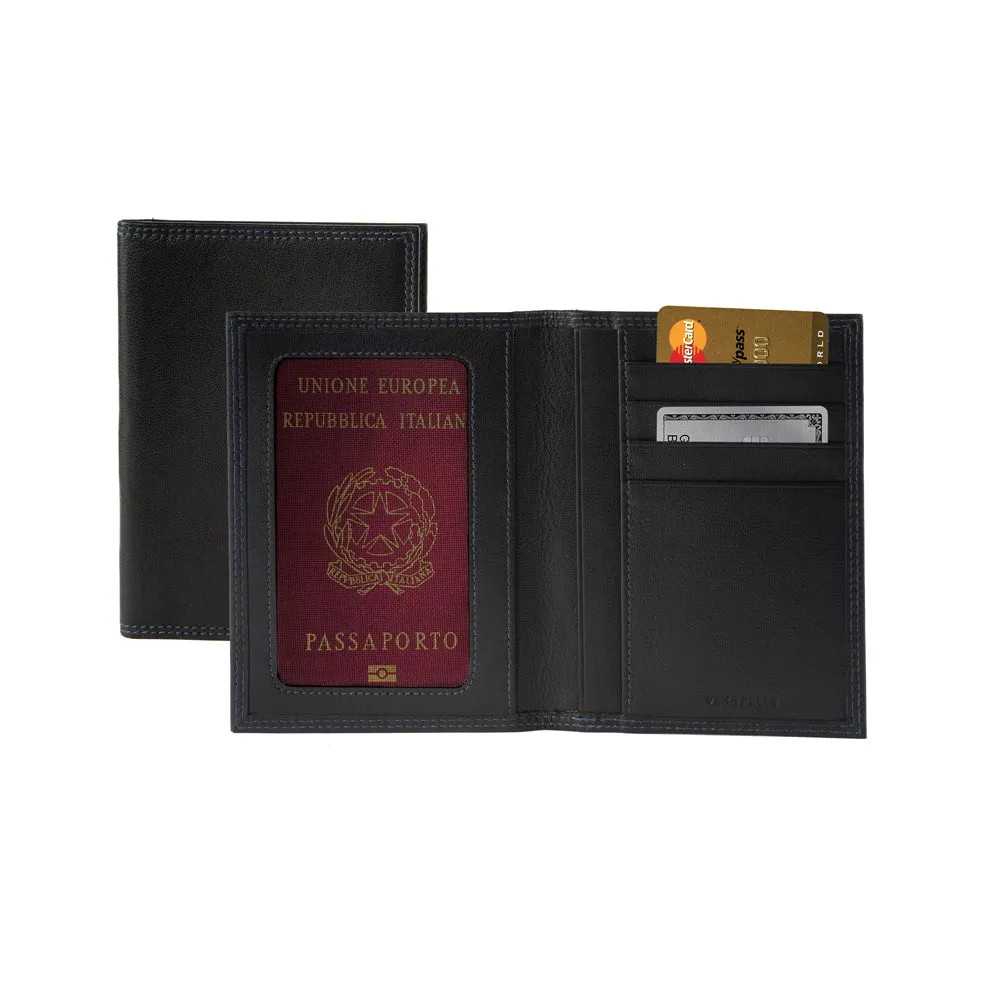 Kaili Leather Document Passport Holder Black