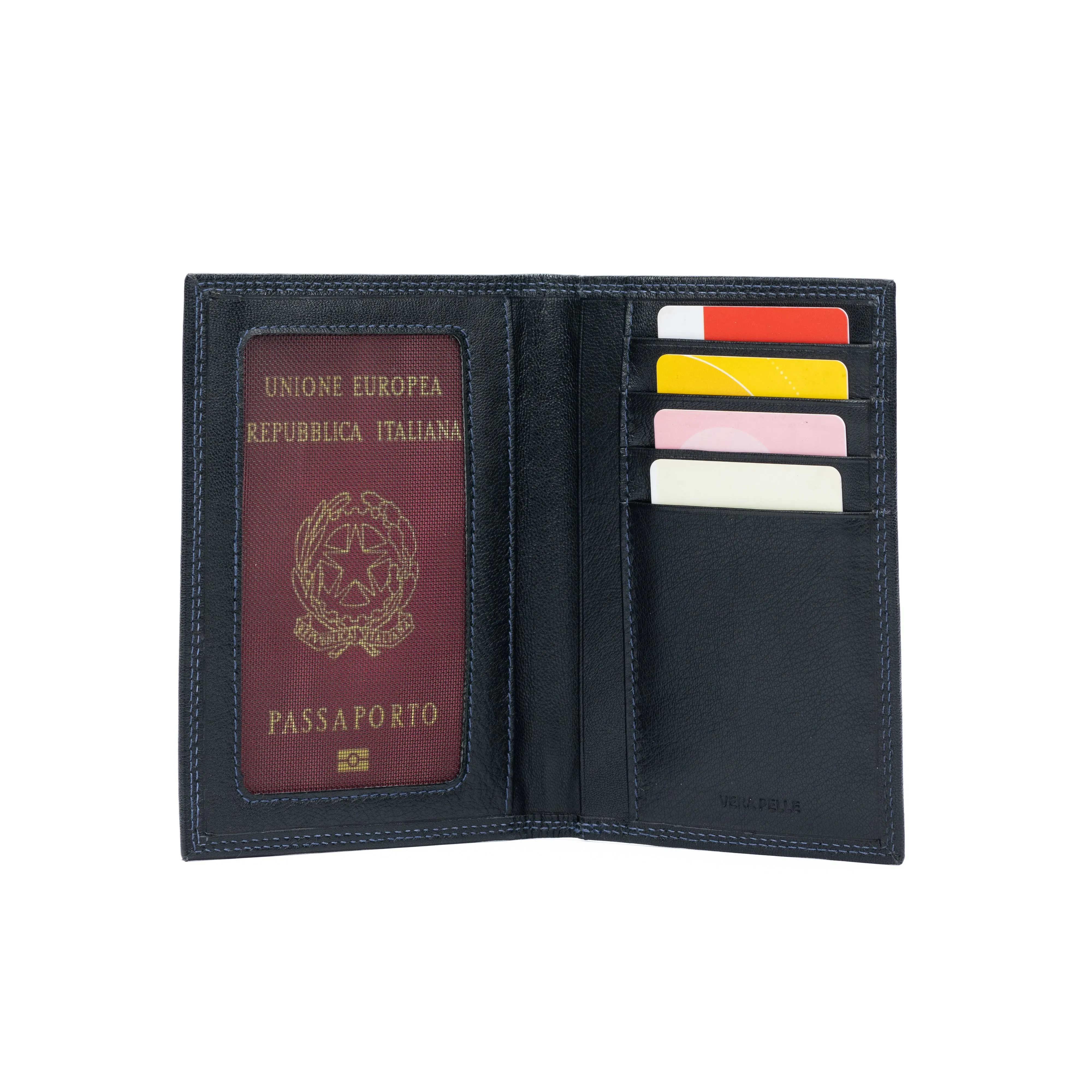 Kaili Leather Document Passport Holder Black