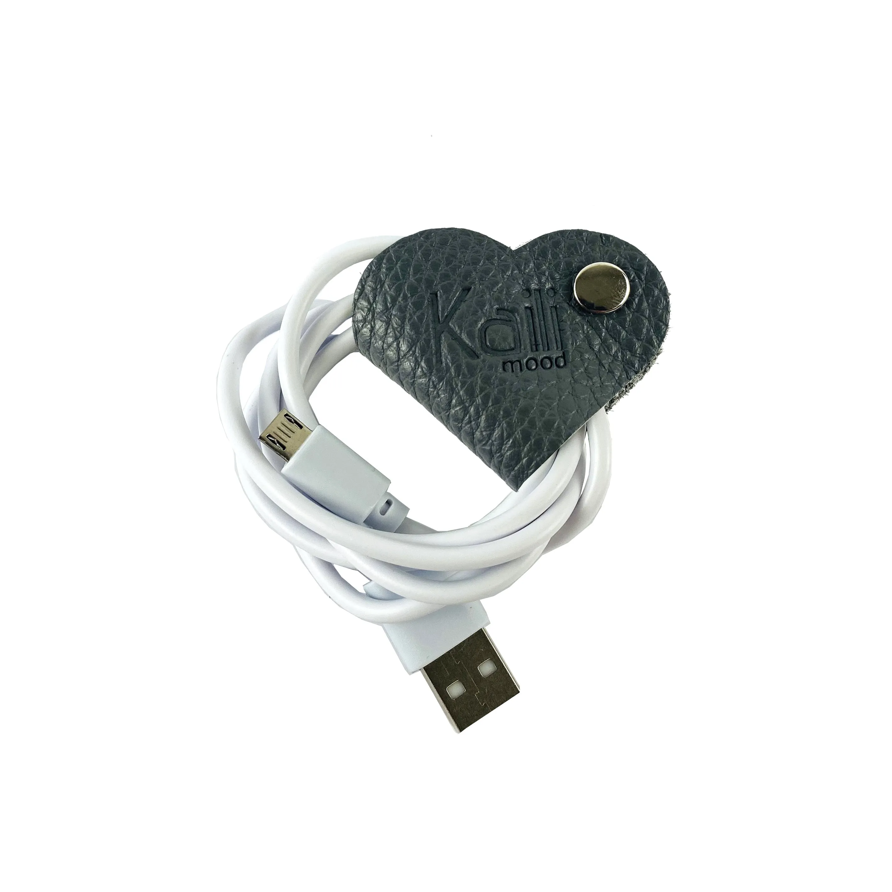 Kaili Leather Heart cable winder Grey