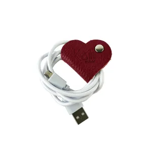 Kaili Leather Heart cable winder Red