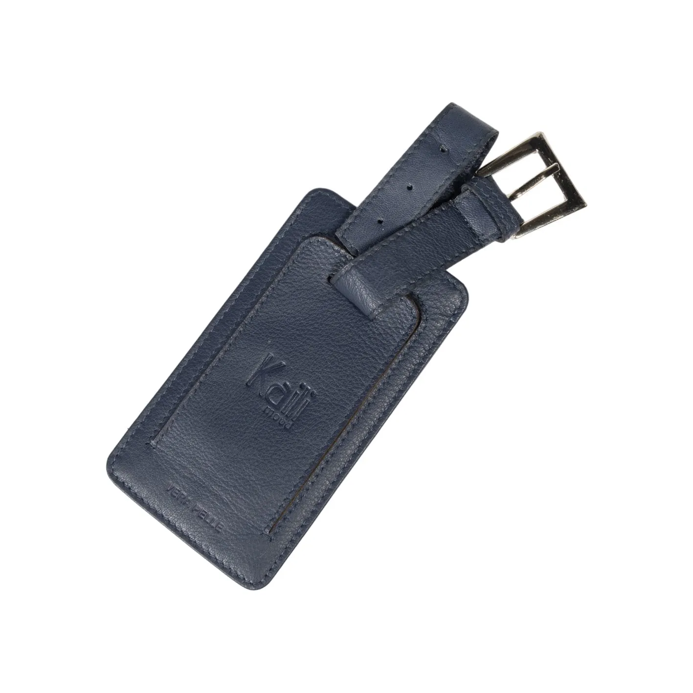 Kaili leather Luggage tag blue