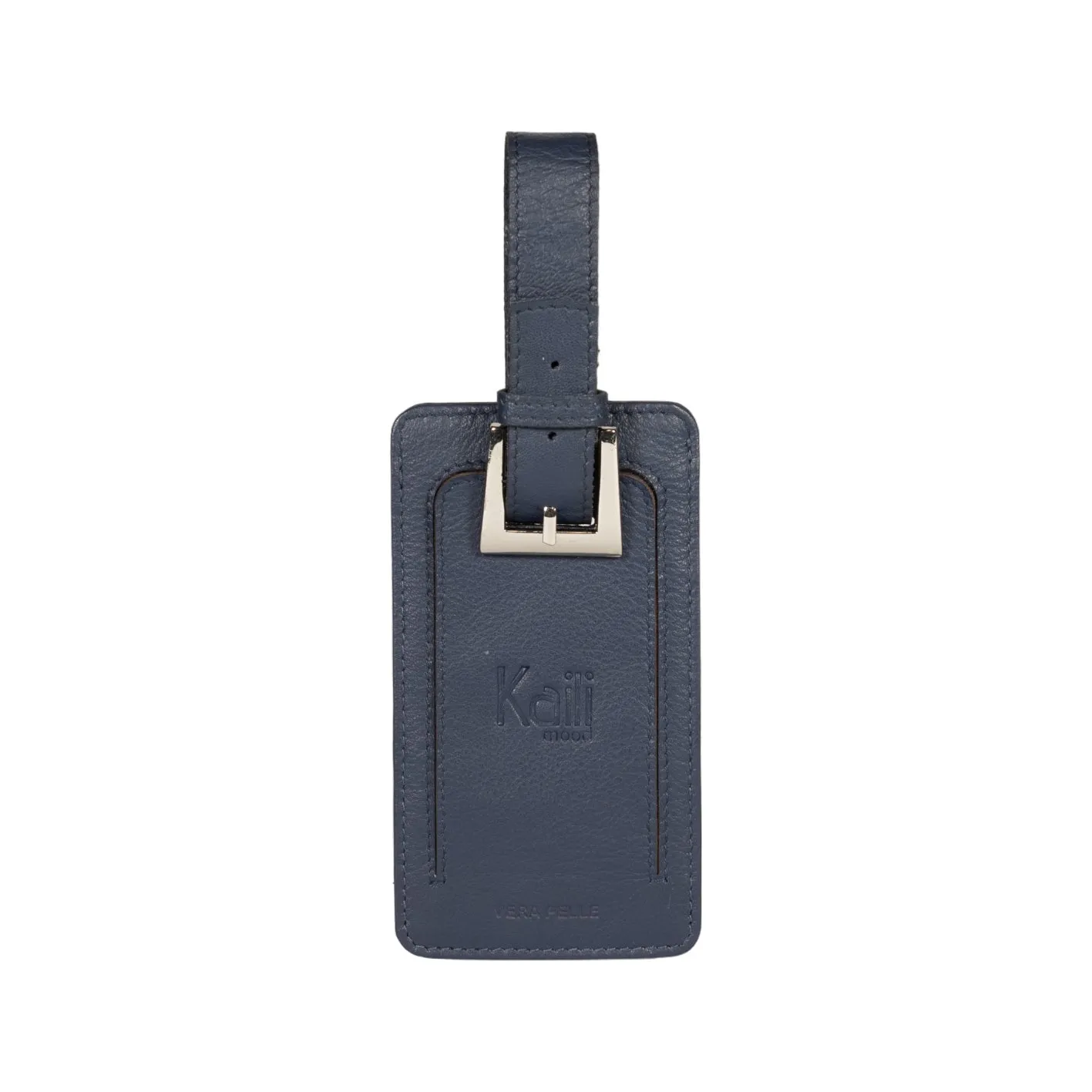 Kaili leather Luggage tag blue