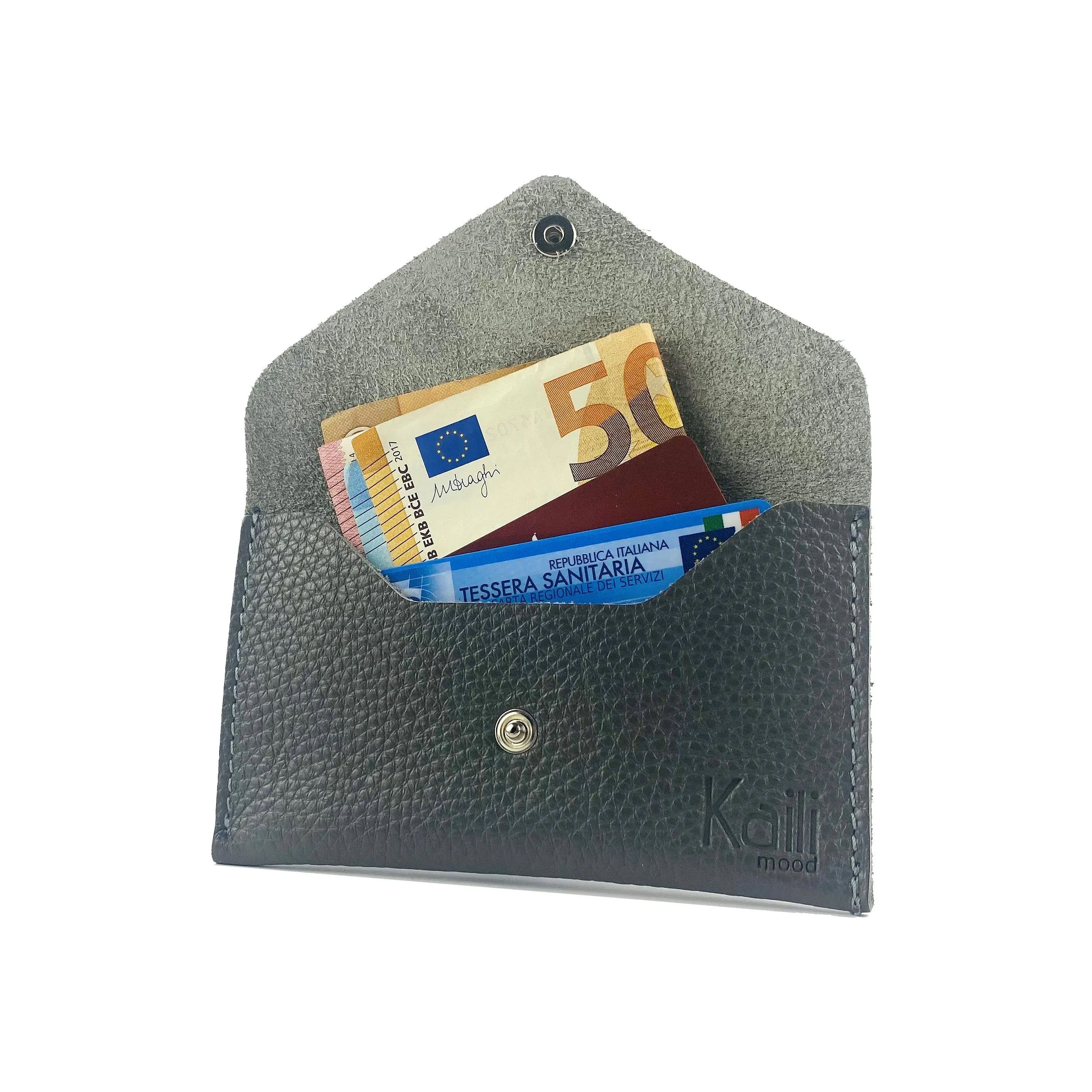 Kaili Leather Pouch Sachet Grey