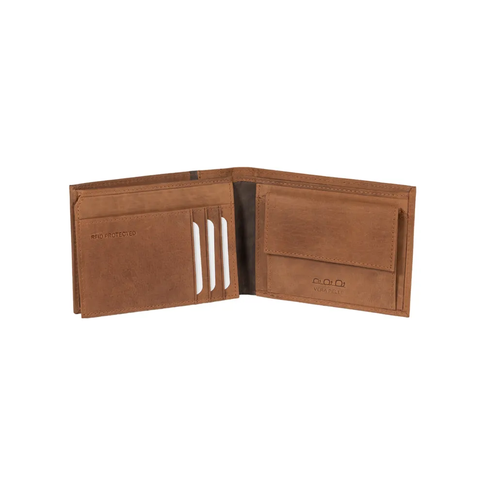 Kaili Men's Leather RFID Wallet Tan