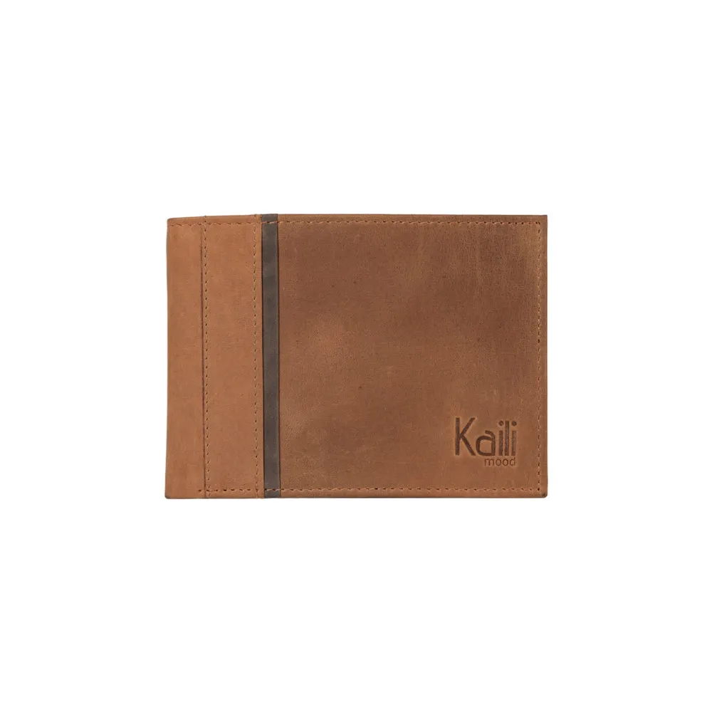 Kaili Men's Leather RFID Wallet Tan