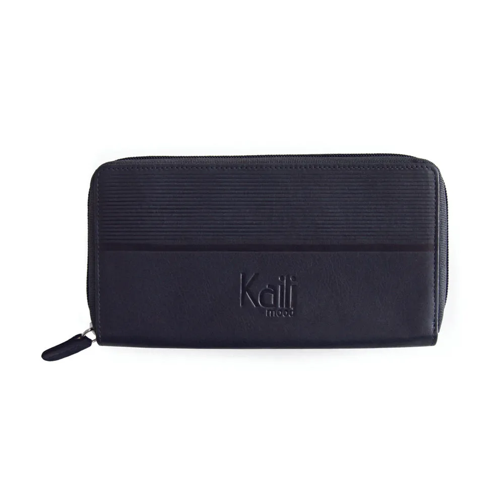 Kaili Women's leather zip wallet blue