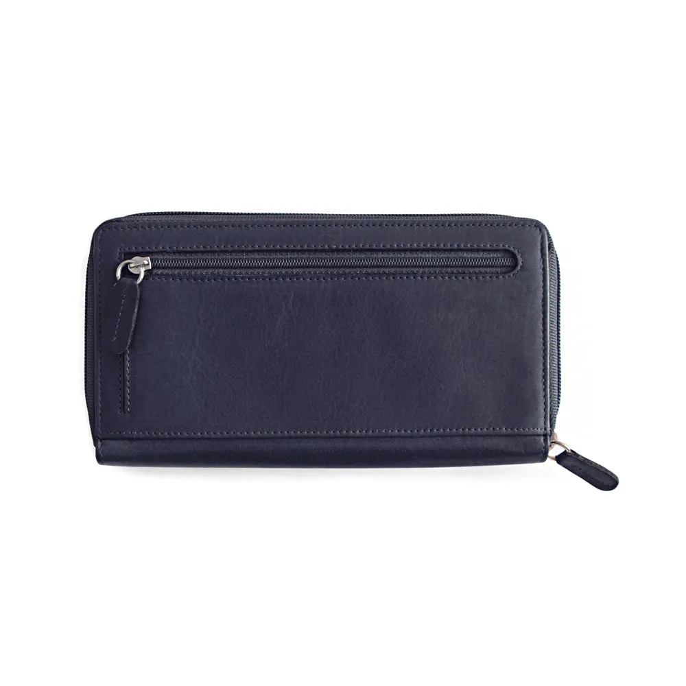 Kaili Women's leather zip wallet blue