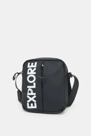 Men Black Black Cross Body Bag