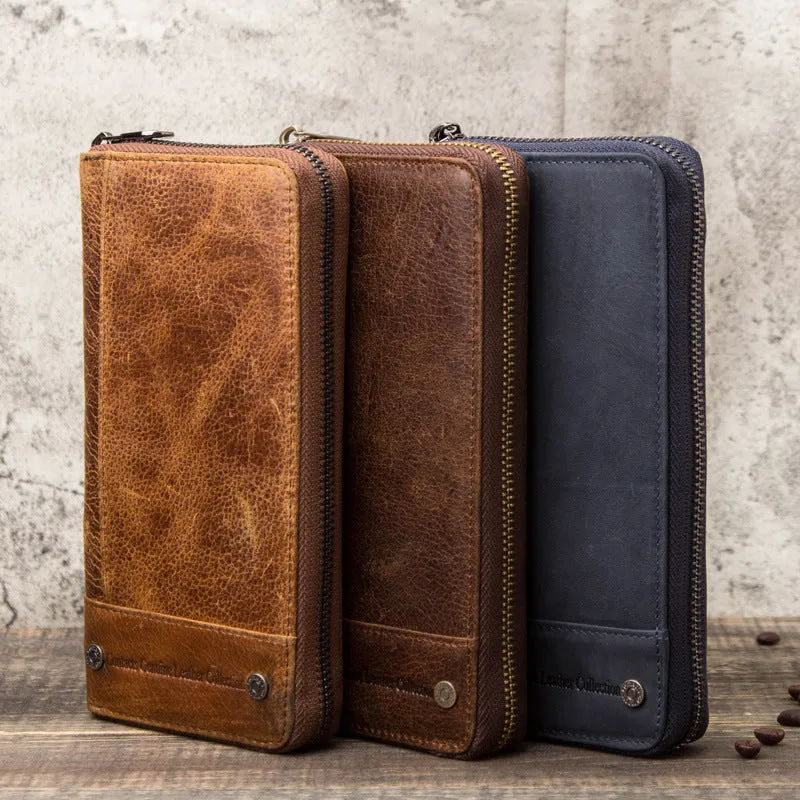 Men's Black Angel Retro Crazy Horse Leather Men's Wallets