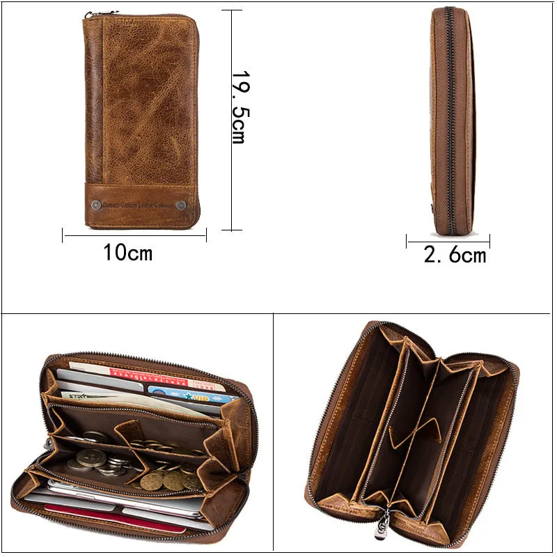 Men's Black Angel Retro Crazy Horse Leather Men's Wallets